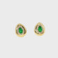 14K Yellow Gold Pear Emerald Diamond Halo Earrings