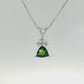 14K White Gold Trillion Tsavorite and Diamond Pendant Necklace