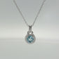 Round Aquamarine Pendant Necklace in Sterling Silver
