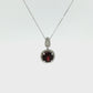 Cushion Garnet Diamond Halo Pendant Necklace in 14K White Gold