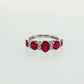 14K White Gold Oval Ruby and Diamond Five-Stone Ring