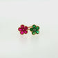 Ruby and Emerald Floral Cocktail Ring in 14K Yellow Gold