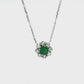 Round Emerald and Diamond Halo Pendant Necklace in 14K White Gold