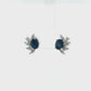 14K White Gold Sapphire and Diamond Cluster Earrings