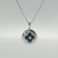 14K White Gold Sapphire and Diamond Clover Pendant Necklace