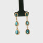 14K Yellow Gold Pear Blue Topaz Diamond Dangle Earrings