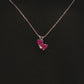 14K Yellow Gold Heart-Shaped Ruby and Diamond Pendant Necklace