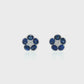 14K White Gold Sapphire and Diamond Floral Earrings