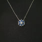14K White Gold Sapphire and Diamond Floral Pendant Necklace