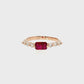 Rectangular Cushion Ruby and Diamond Ring in 14K Rose Gold
