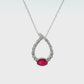 Oval Ruby and Diamond Teardrop Pendant Necklace in 14K White Gold