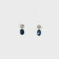 Oval Sapphire and Diamond Earrings in 14K White Gold