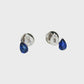 Pear-Shaped Vivid Blue Sapphire and Diamond Stud Earrings
