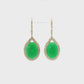 14K Yellow Gold Oval Chrysoprase and Diamond Drop Earrings