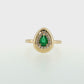 Pear Emerald and Diamond Halo Ring in 14K Yellow Gold