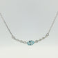 14K White Gold Oval Aquamarine and Diamond Bar Necklace