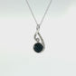 14K White Gold Round Sapphire and Diamond Swirl Pendant