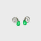 14K White Gold Pear Emerald and Diamond Stud Earrings