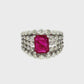 14K White Gold Cushion Ruby and Diamond Cocktail Ring