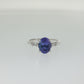 Oval Tanzanite and Baguette Diamond Ring in Sterling Silver