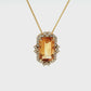 14K Yellow Gold Emerald-Cut Citrine and Diamond Halo Pendant Necklace