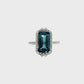 Emerald-Cut London Blue Topaz Halo Ring in 14K White Gold