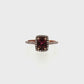 Oval Rhodolite Diamond Halo Ring in 10K Rose Gold