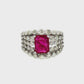 14K White Gold Cushion Ruby and Diamond Cocktail Ring