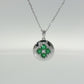 Emerald and Diamond Clover Pendant Necklace in 14K White Gold