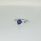Trillion Tanzanite and Diamond Bypass Ring in Sterling Silver