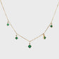 14K Yellow Gold Princess Cut Emerald and Diamond Necklace