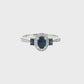 Oval Sapphire and Diamond Halo Ring in 10K White Gold