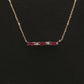 14K Yellow Gold Baguette Ruby and Diamond Bar Necklace