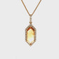 Hexagonal Citrine and Diamond Halo Pendant Necklace in 14K Yellow Gold