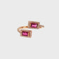 14K Rose Gold Pink Tourmaline and Diamond Bypass Ring