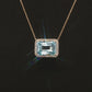 14K Yellow Gold Sky Blue Topaz Diamond Halo Necklace