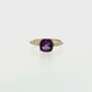 Cushion Amethyst and Diamond Ring in 10K Yellow Gold