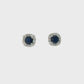 14K White Gold Sapphire and Diamond Halo Stud Earrings