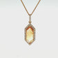 Hexagonal Citrine and Diamond Halo Pendant Necklace in 14K Yellow Gold