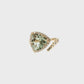 14K Yellow Gold Trillion Green Quartz Diamond Cocktail Ring