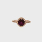 14K Rose Gold Cushion Rhodolite Diamond Halo Ring