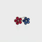 14K White Gold Ruby and Sapphire Floral Cocktail Ring