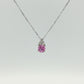 Round Pink Sapphire and Diamond Pendant Necklace in 14K White Gold