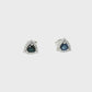 Trillion Cut Royal Blue Sapphire and Diamond Halo Stud Earrings