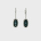 14K White Gold Oval London Blue Topaz Diamond Drop Earrings
