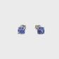Cushion Cut Tanzanite Stud Earrings in Sterling Silver