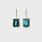 14K Yellow Gold Swiss Blue Topaz and Diamond Drop Earrings