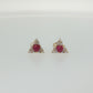 14K Yellow Gold Trillion Ruby and Diamond Earrings