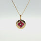 14K Yellow Gold Ruby and Diamond Pendant Necklace