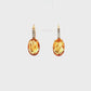 14K Yellow Gold Oval Citrine and Diamond Drop Earrings